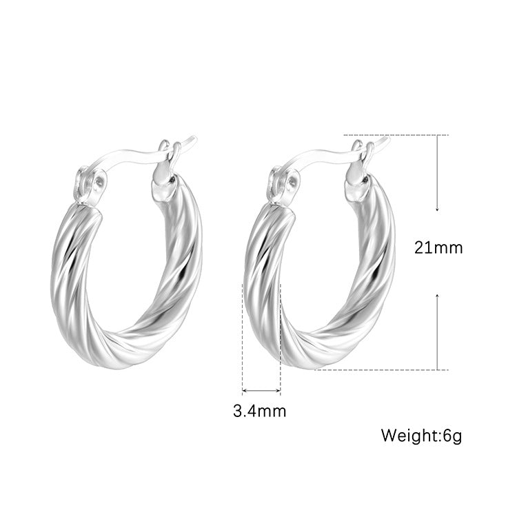 Wholesale European and American cross-border explosions geometric high-end sense retro silver plated stainless steel earrings ladies French luxury earrings